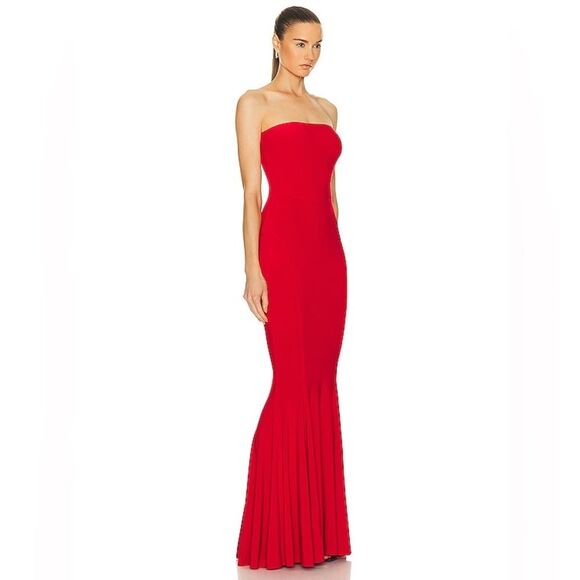Norma Kamali Strapless Fishtail Gown in Tiger Red, NWT, Size L-40 - Picture 5 of 16